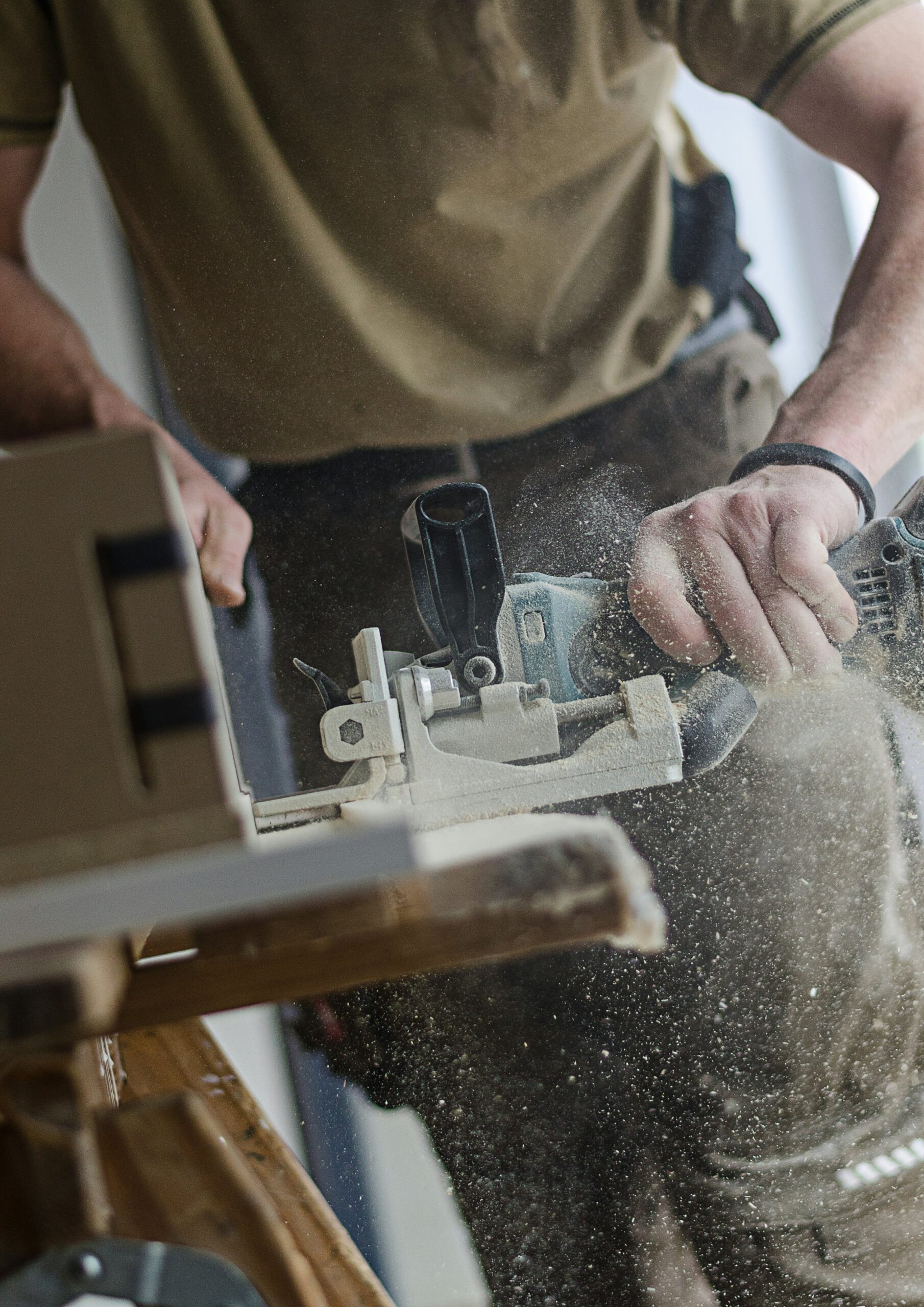 Hand saw in workshop
